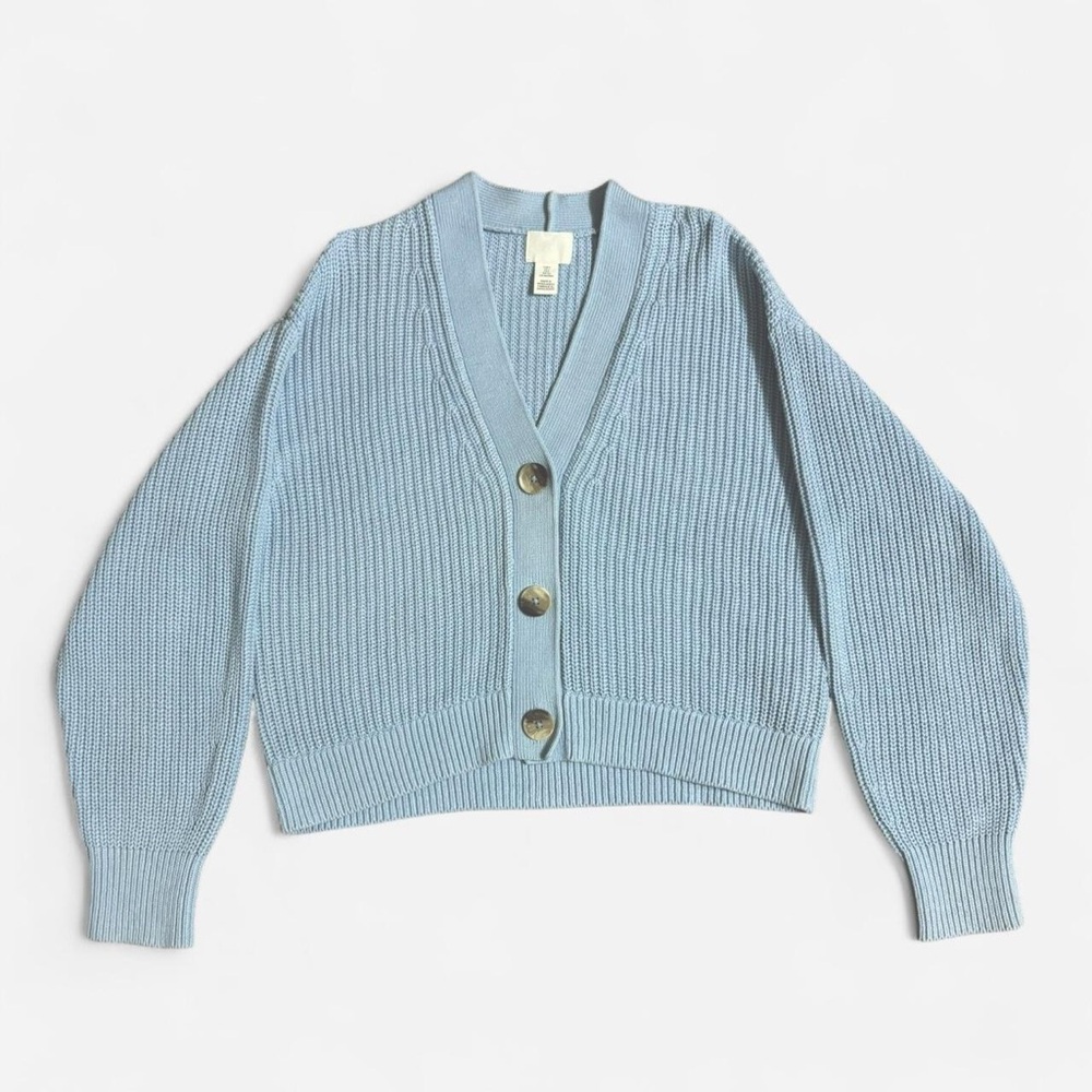 Light blue knit button-up cardigan - H&M (Size S)